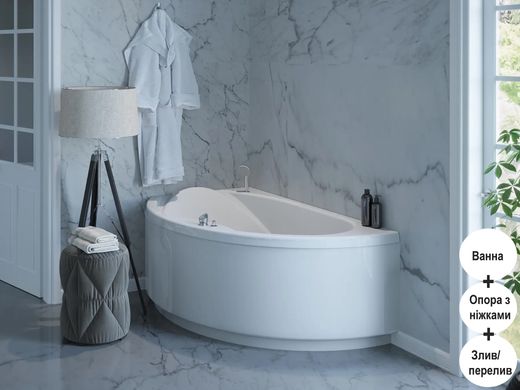 Acrylic bathtub WGTRialto LUGANO L 170x108x75 cm